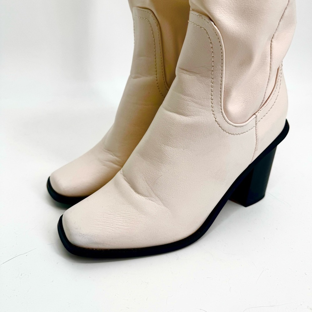 FRENCH CONNECTION Hailee Vegan Leather Riding Boot in Light Blush Cream Pink - Picture 6 of 9